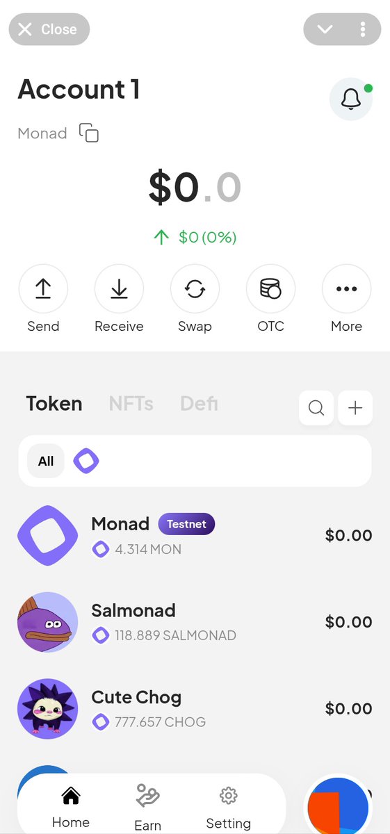 Nomas wallet on Monad Testnet screenshot from the thread